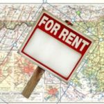 For Rent sign over a Maryland, Delaware, and District of Columbia map