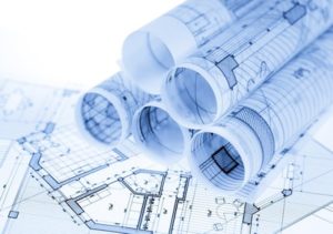 Rolls of architecture blueprints & house plans